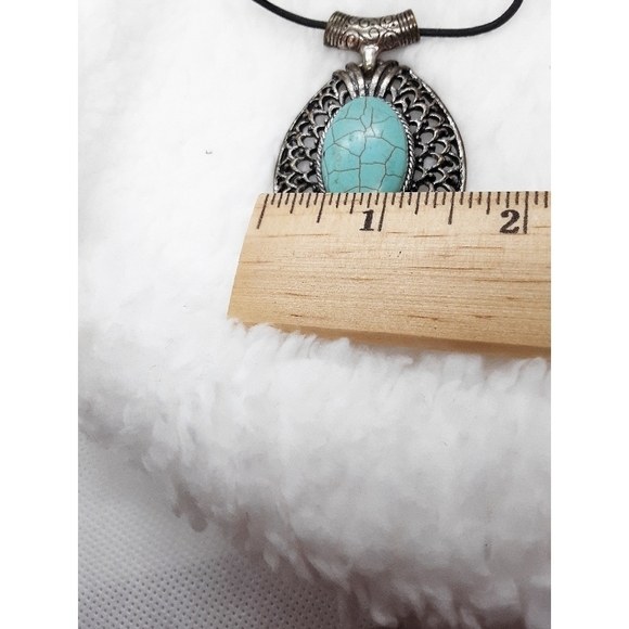 Handmade Stone Necklace on Leather Cord - Picture 4 of 5